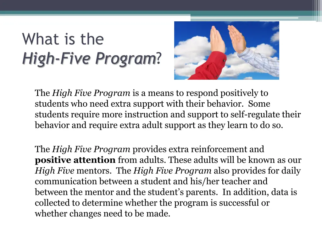 what is the high five program