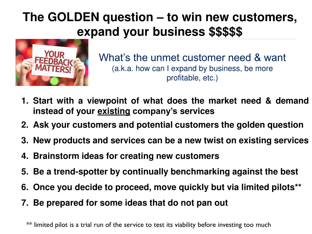 the golden question to win new customers expand