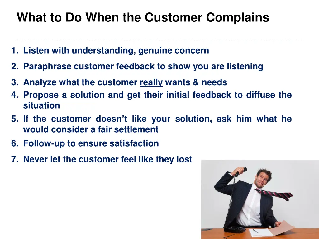 what to do when the customer complains