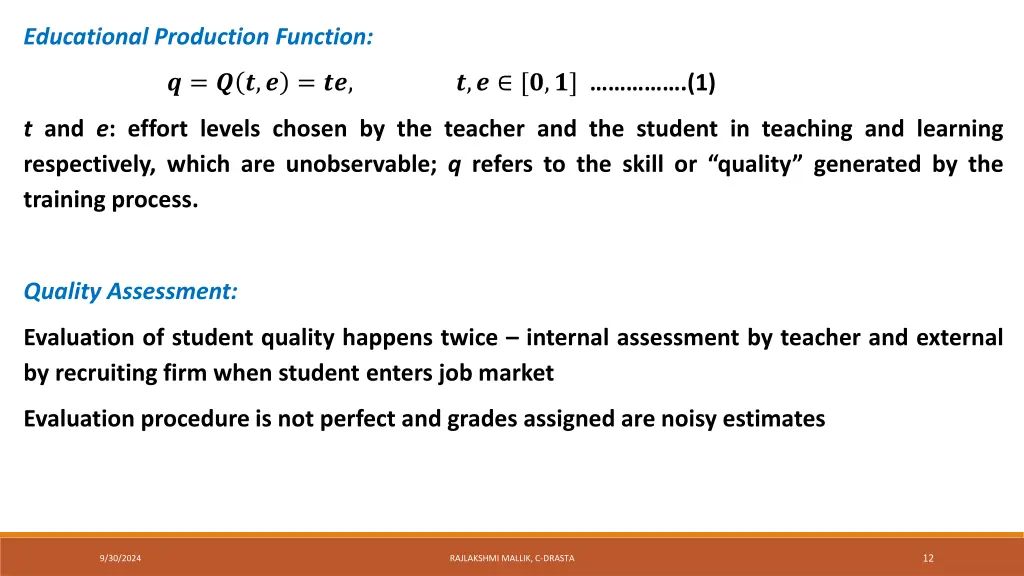 educational production function