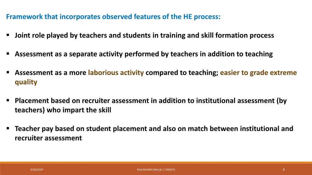 framework that incorporates observed features