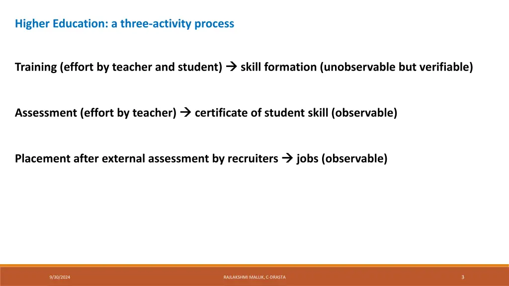 higher education a three activity process