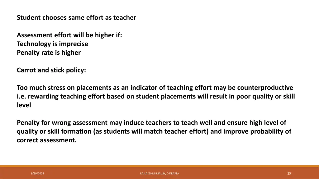 student chooses same effort as teacher