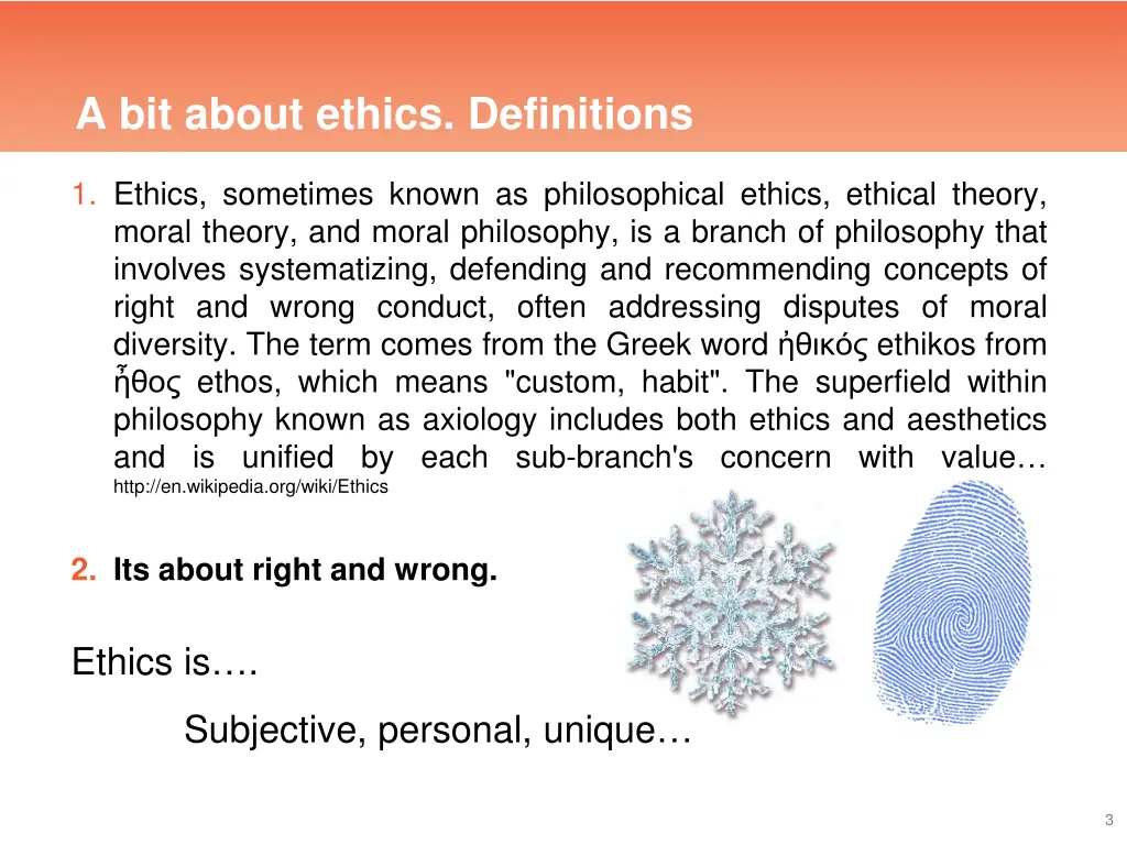 a bit about ethics definitions