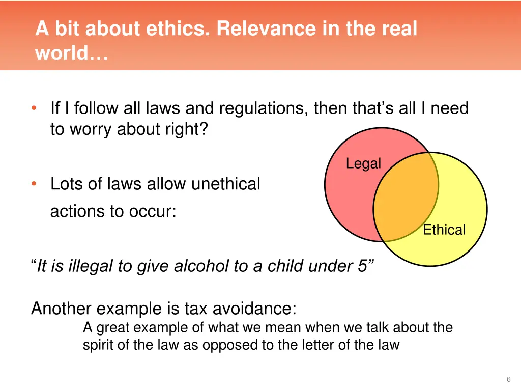 a bit about ethics relevance in the real world