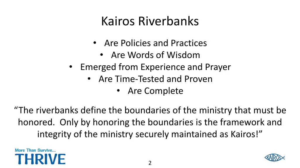 kairos riverbanks