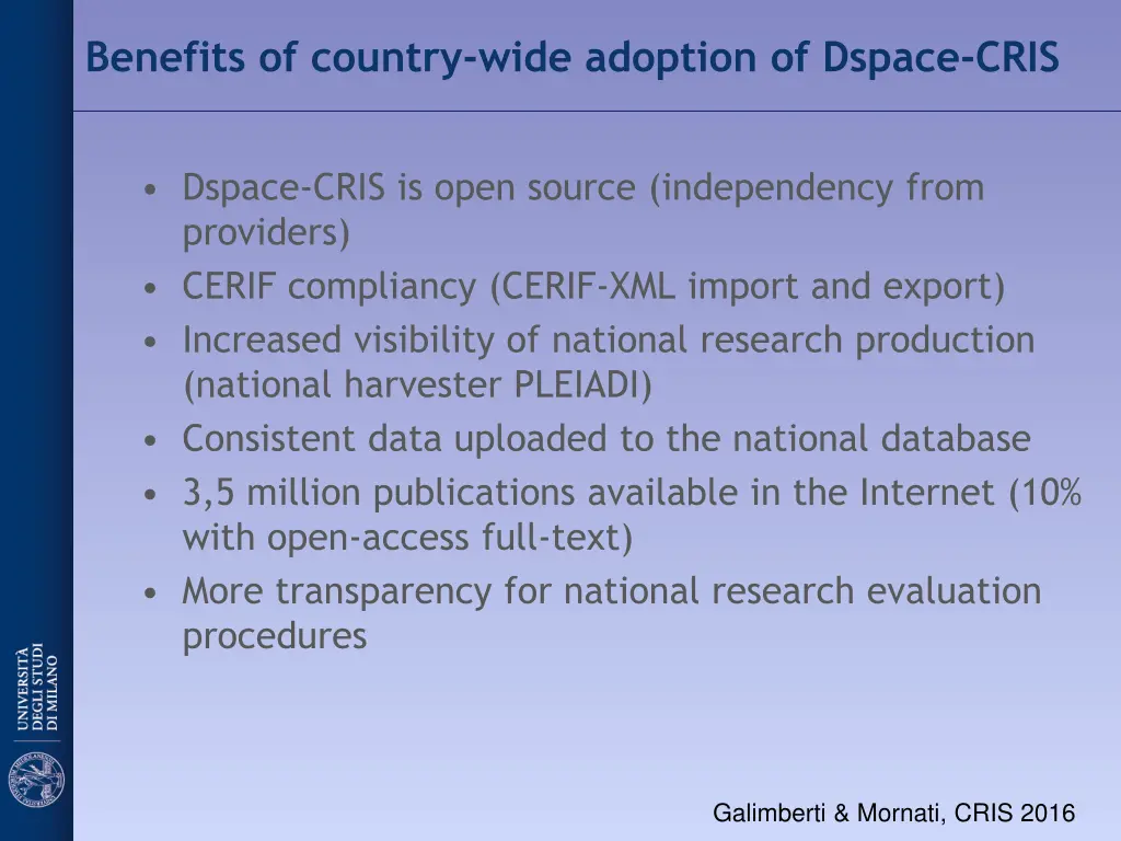 benefits of country wide adoption of dspace cris