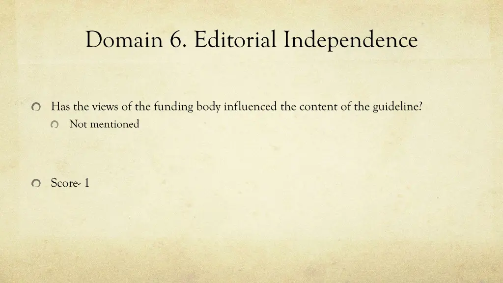 domain 6 editorial independence