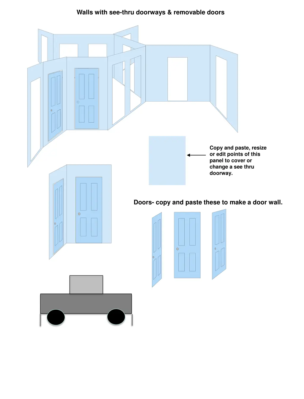 walls with see thru doorways removable doors