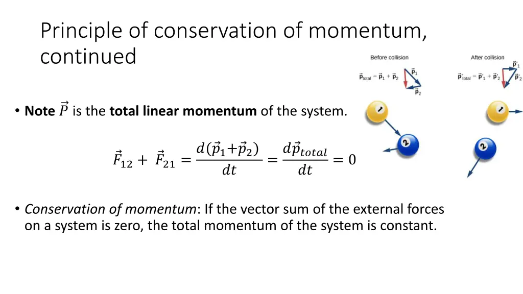 principle of conservation of momentum continued