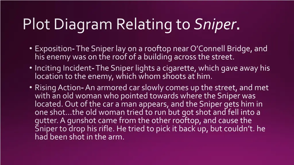 plot diagram relating to sniper