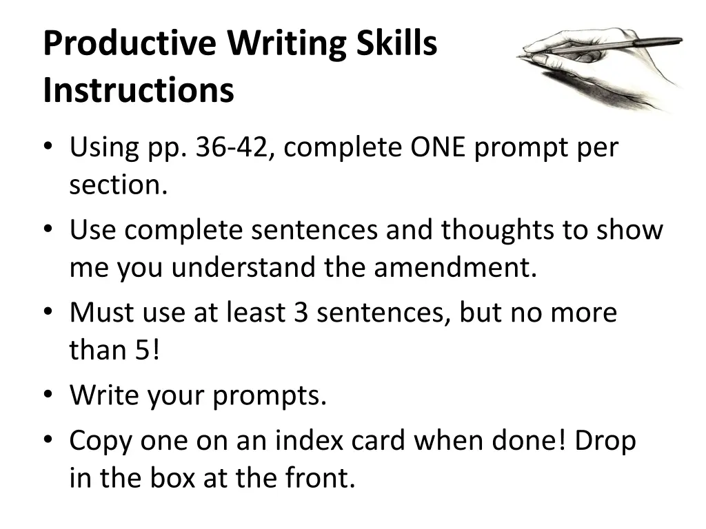 productive writing skills instructions