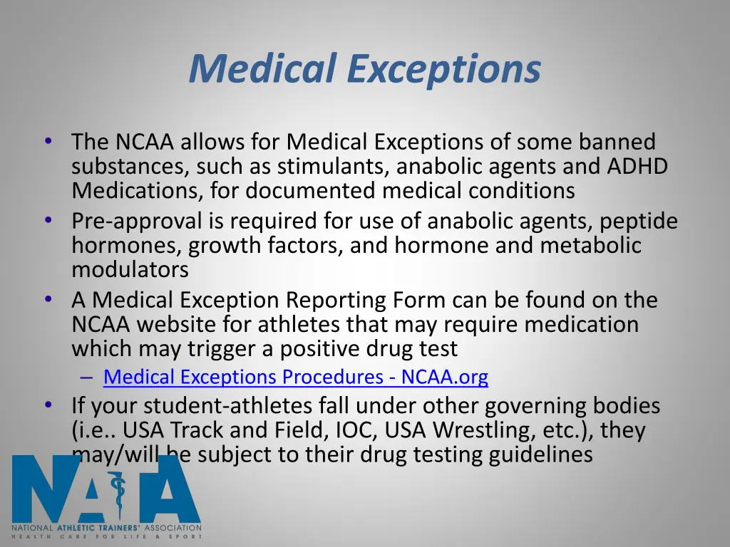 medical exceptions