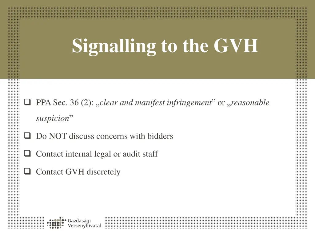 signalling to the gvh