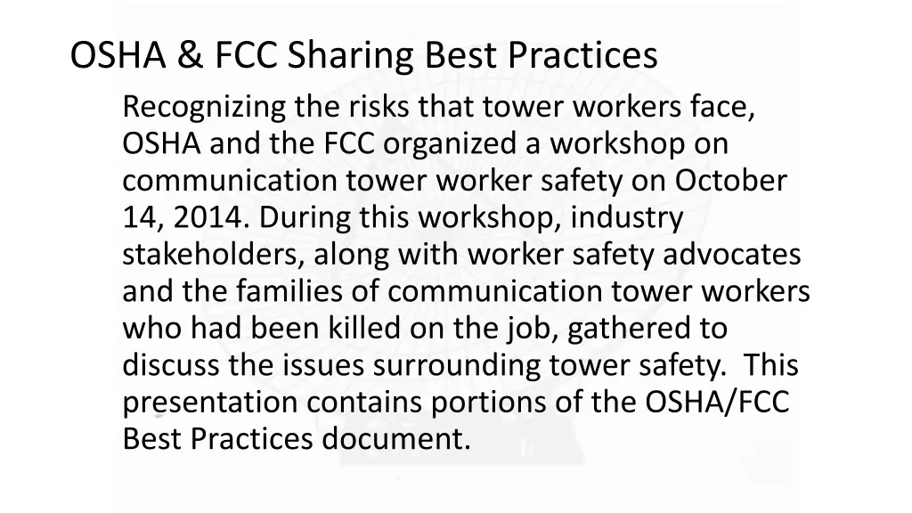 osha fcc sharing best practices recognizing