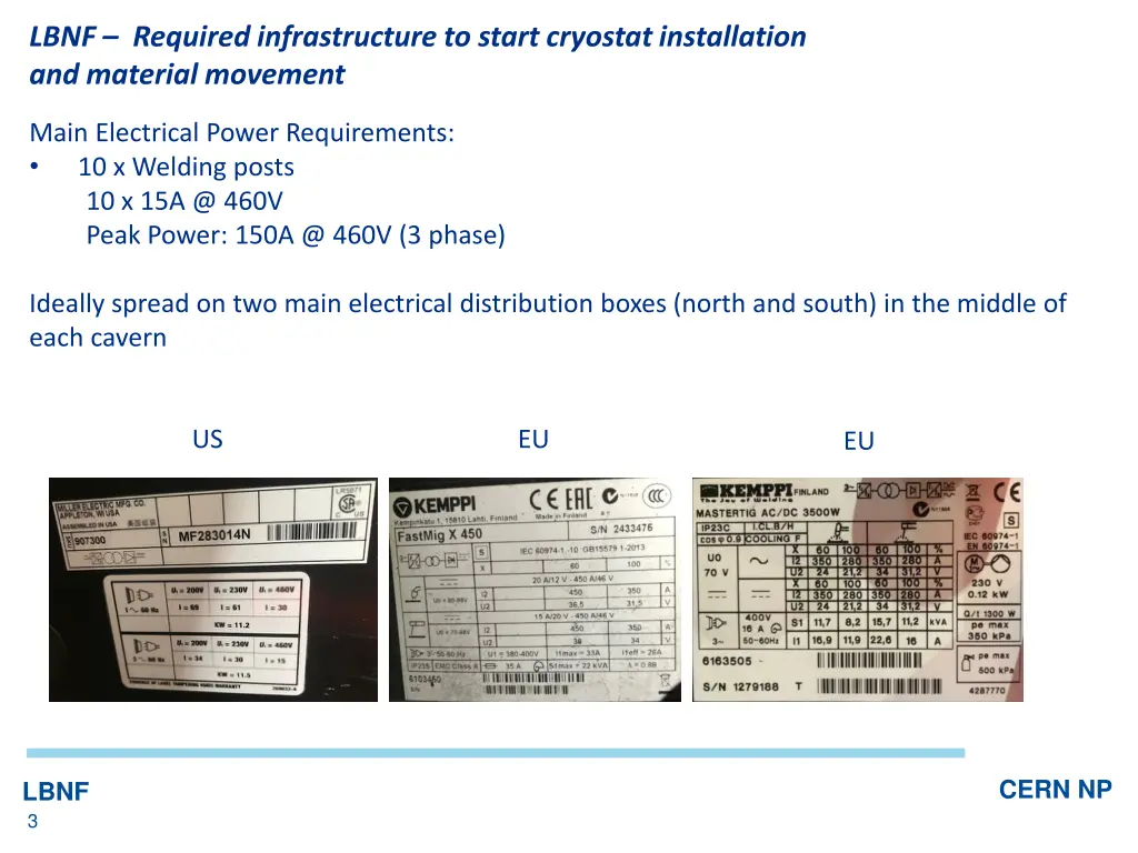 lbnf required infrastructure to start cryostat 2