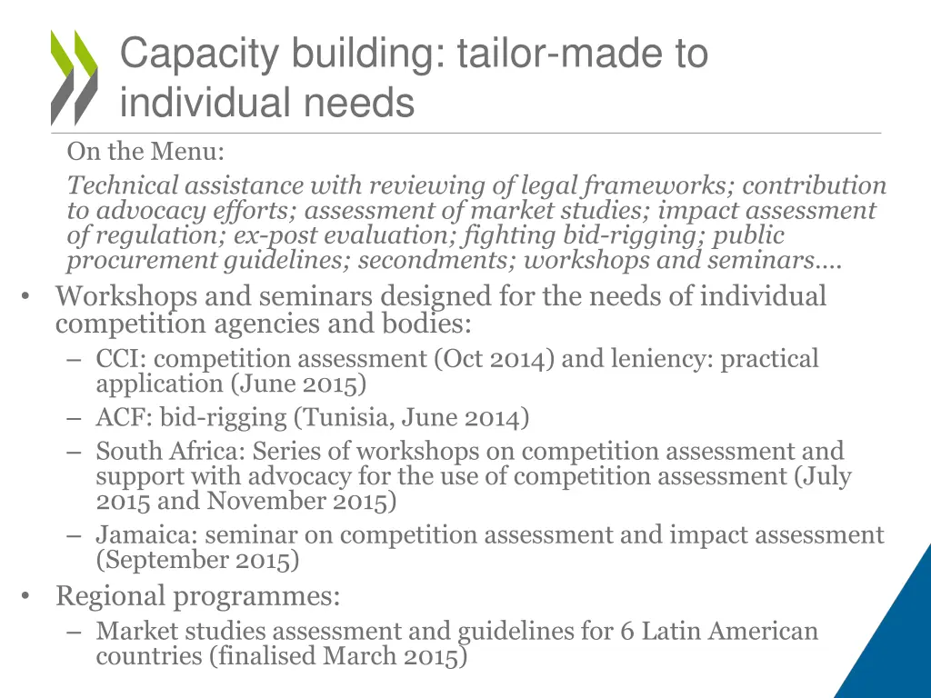 capacity building tailor made to individual needs