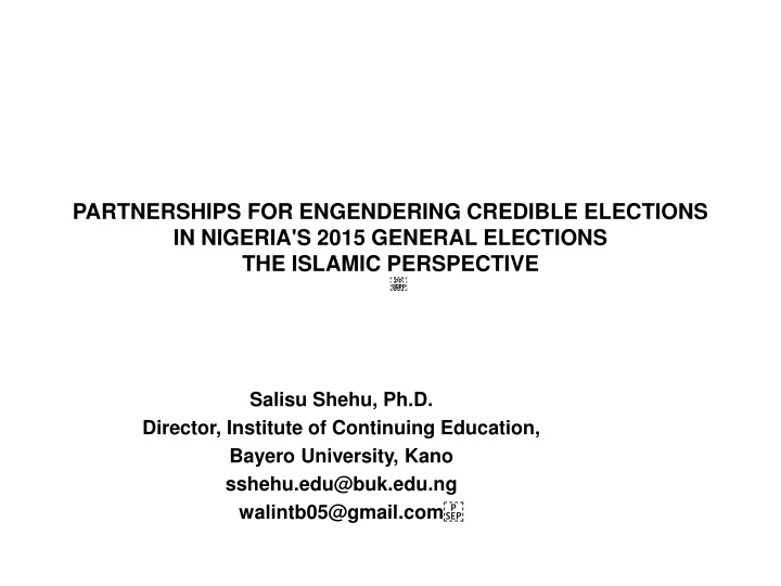 partnerships for engendering credible elections