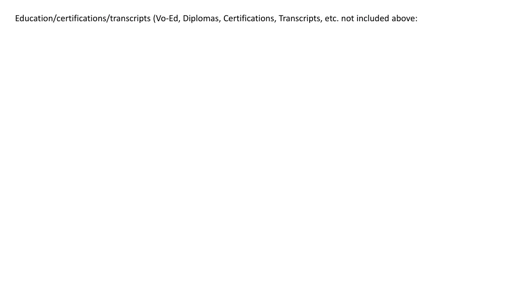 education certifications transcripts