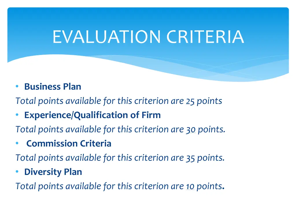 evaluation criteria