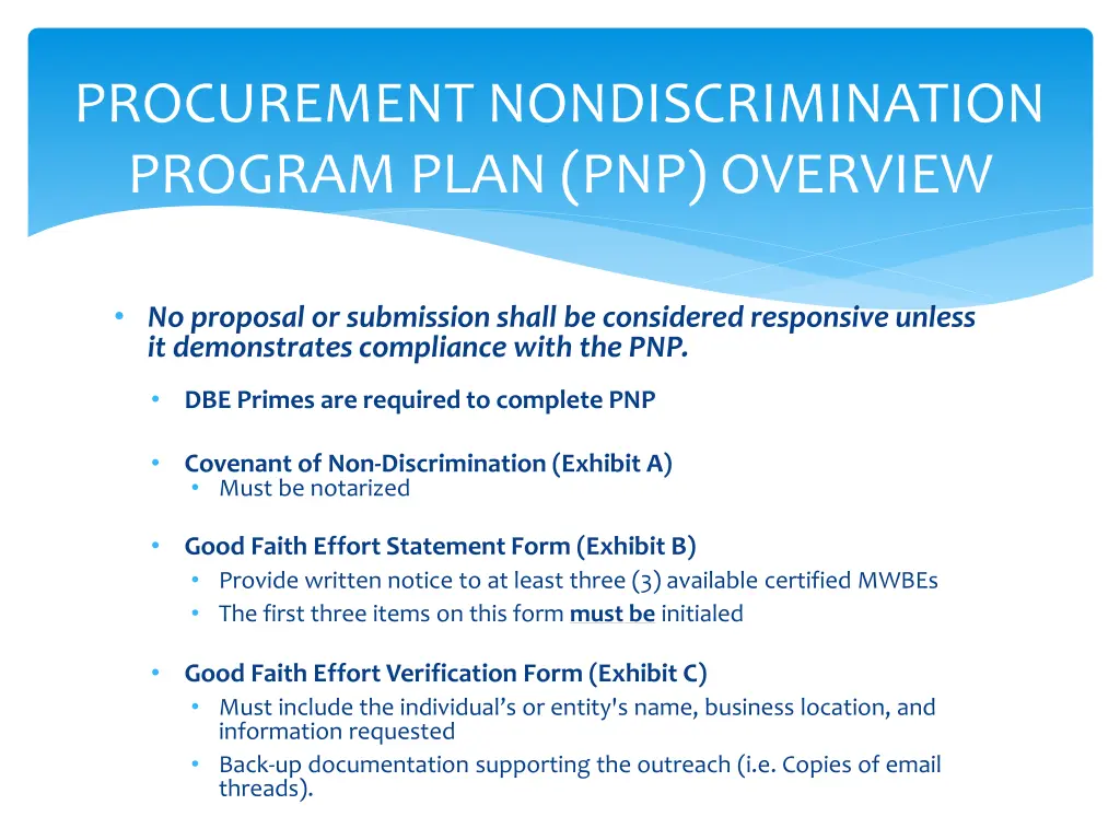 procurement nondiscrimination program plan