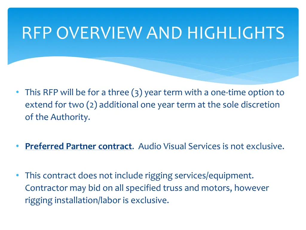 rfp overview and highlights