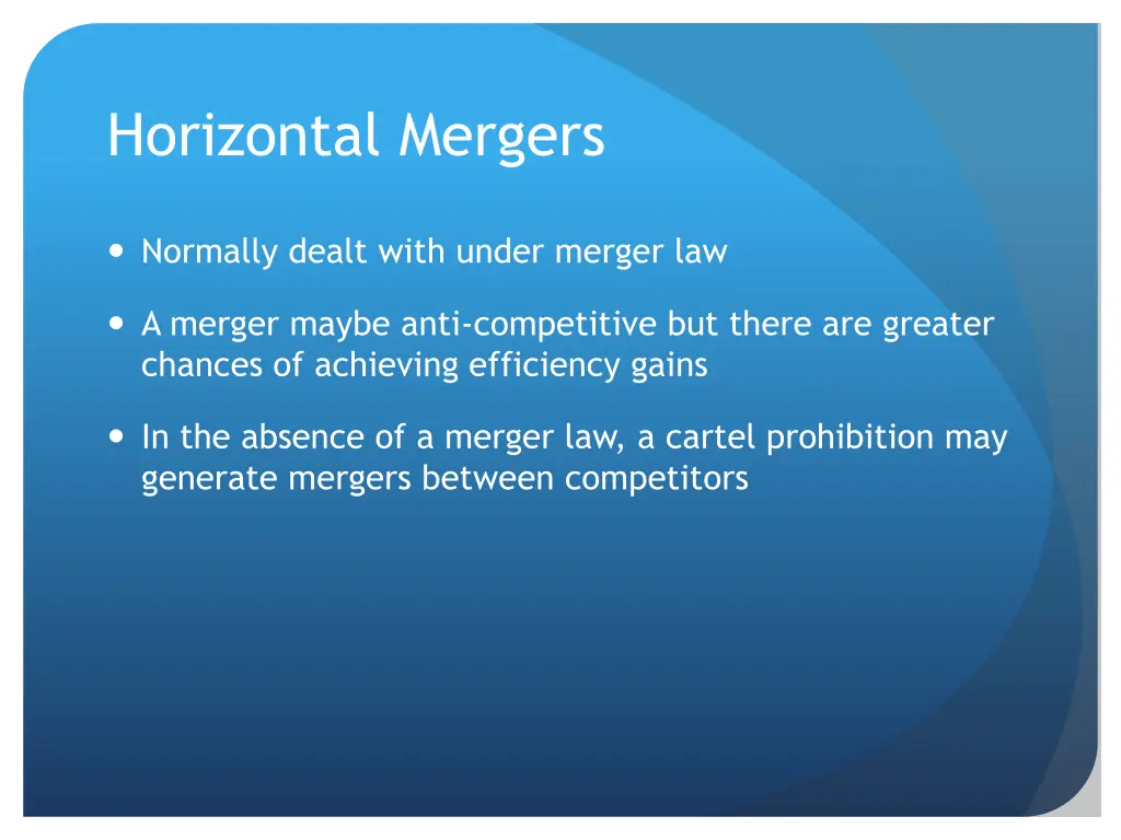 horizontal mergers