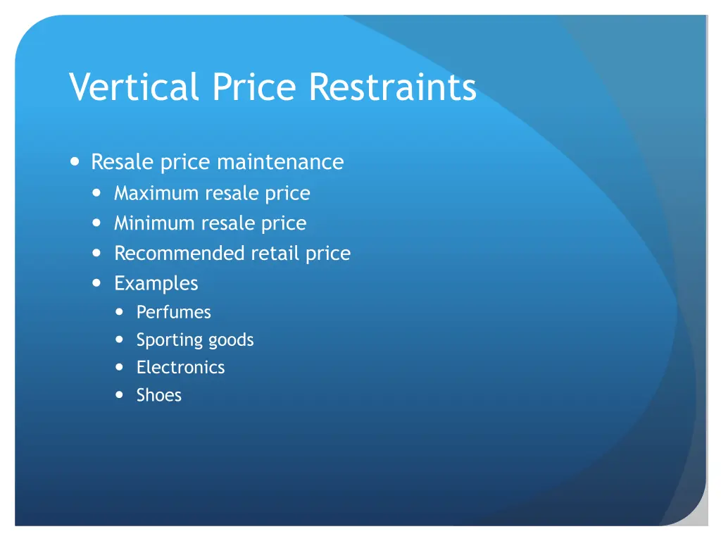 vertical price restraints