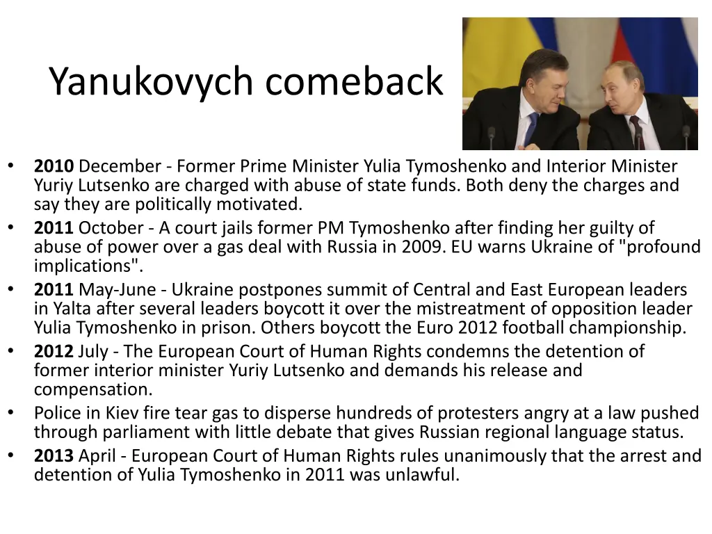 yanukovych comeback 1