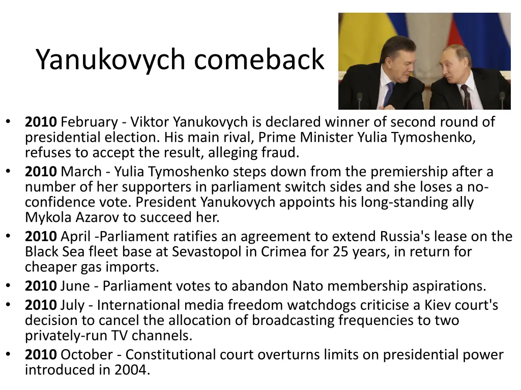 yanukovych comeback