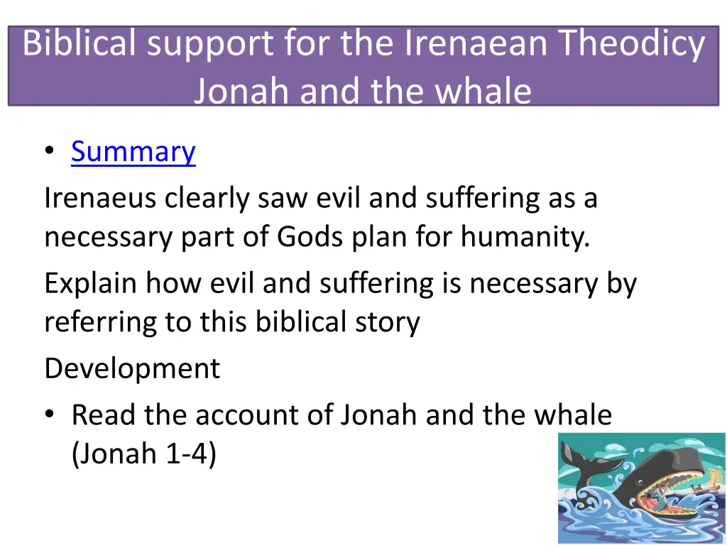 biblical support for the irenaean theodicy jonah