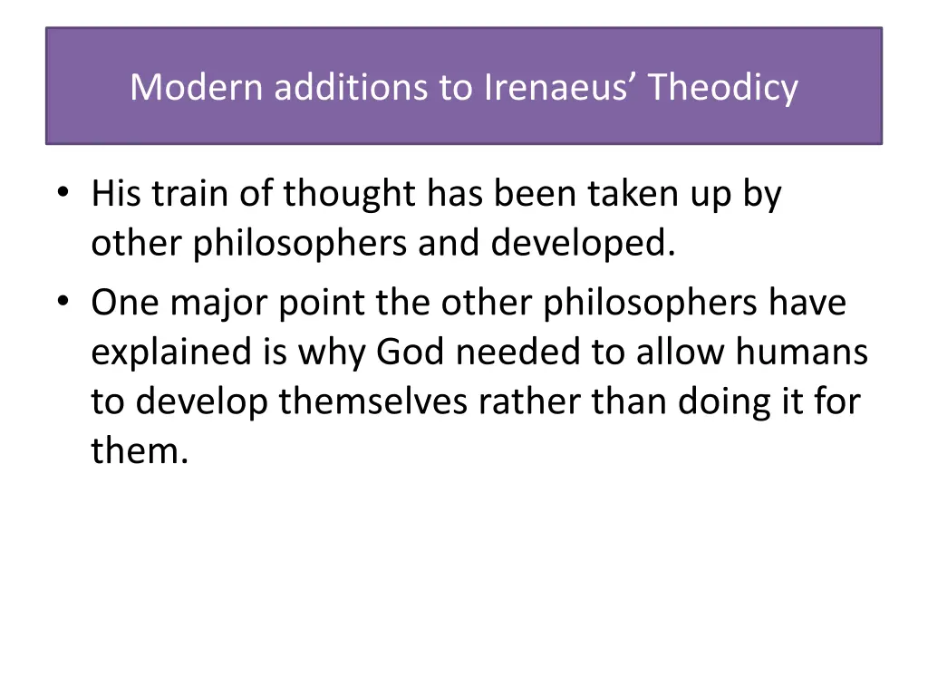 modern additions to irenaeus theodicy