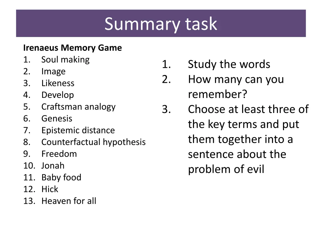 summary task