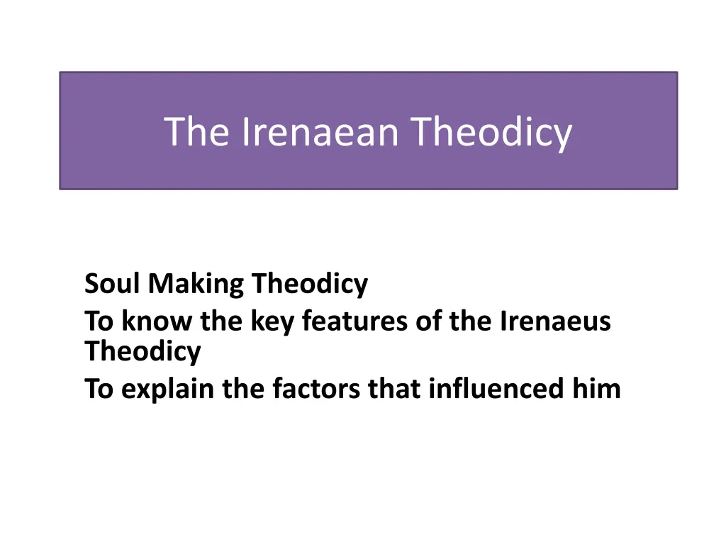 the irenaean theodicy