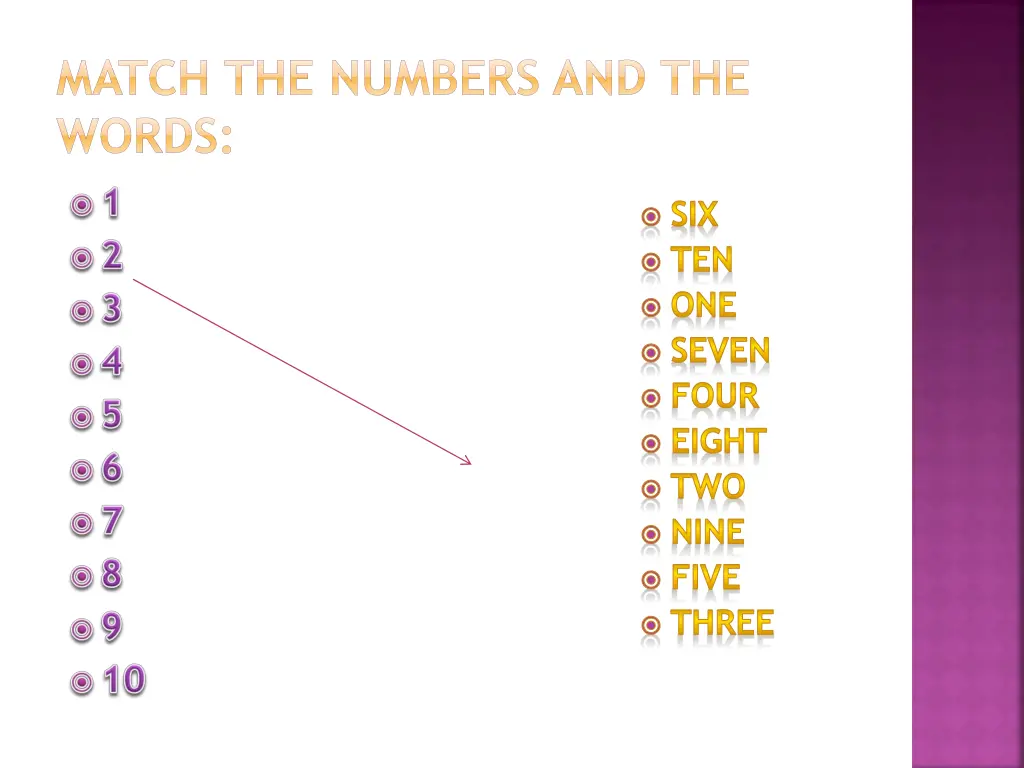 match the numbers and the words