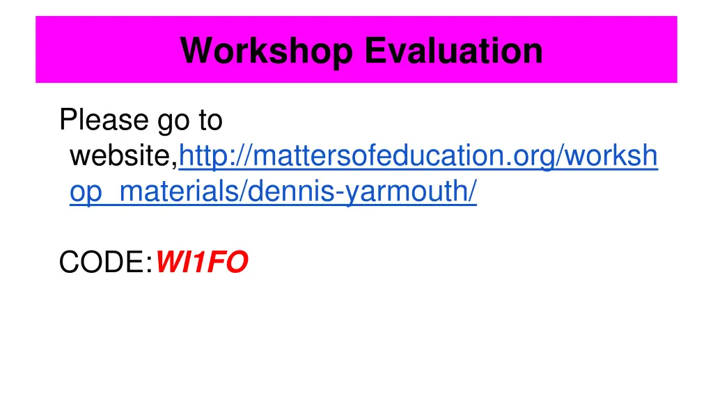 workshop evaluation