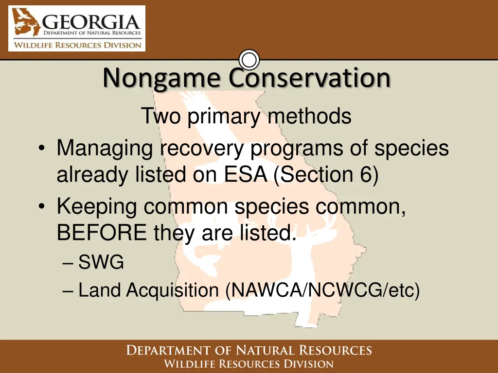 nongame conservation two primary methods managing