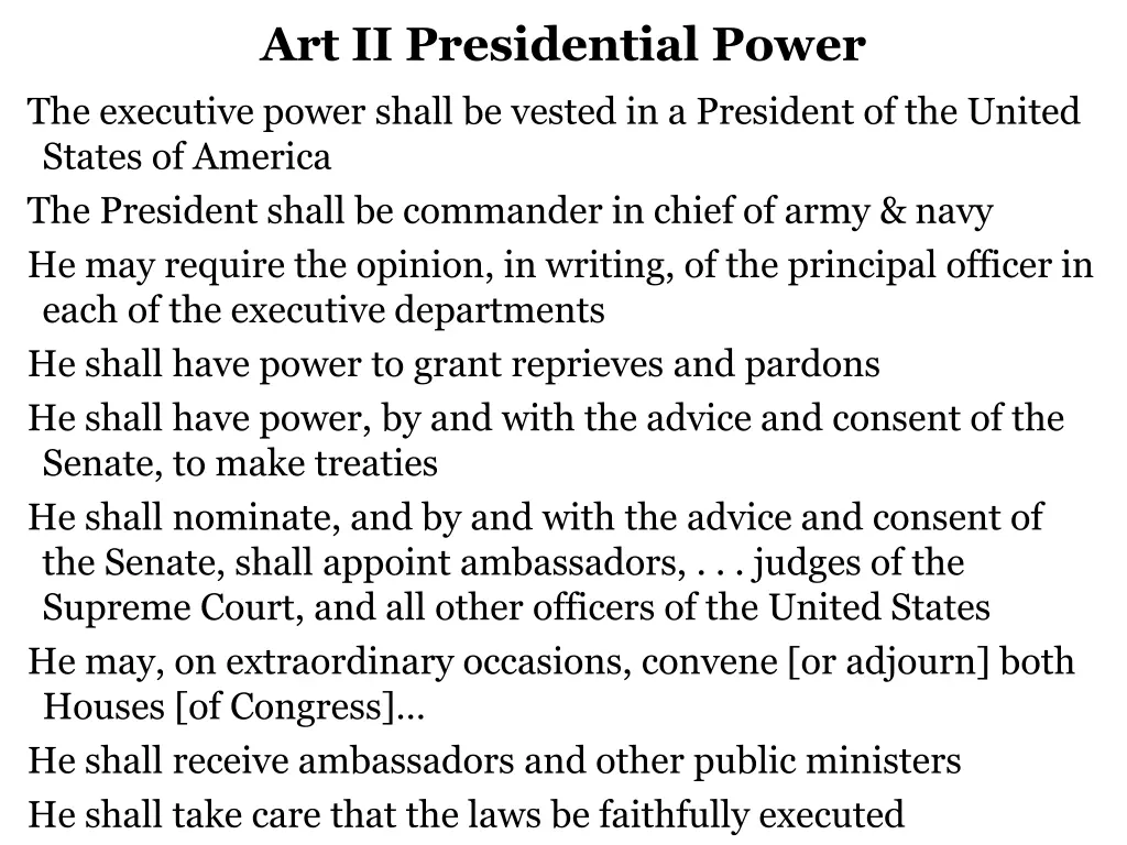 art ii presidential power