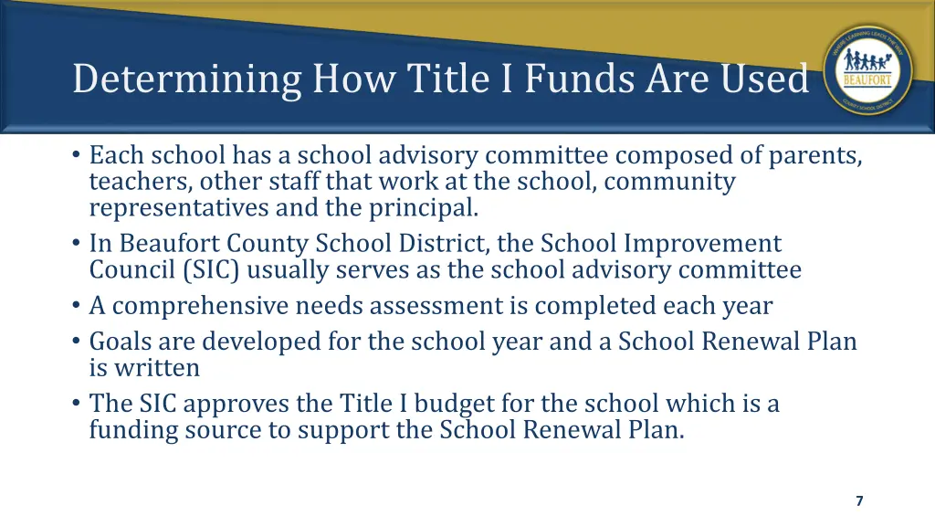 determining how title i funds are used