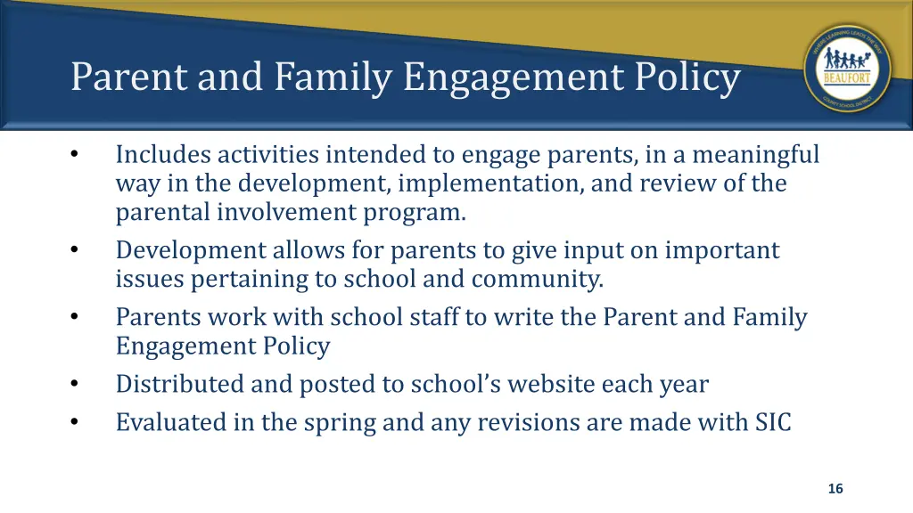 parent and family engagement policy