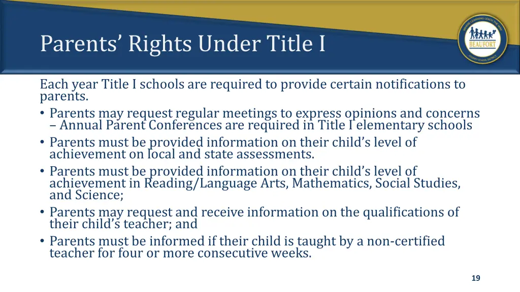 parents rights under title i