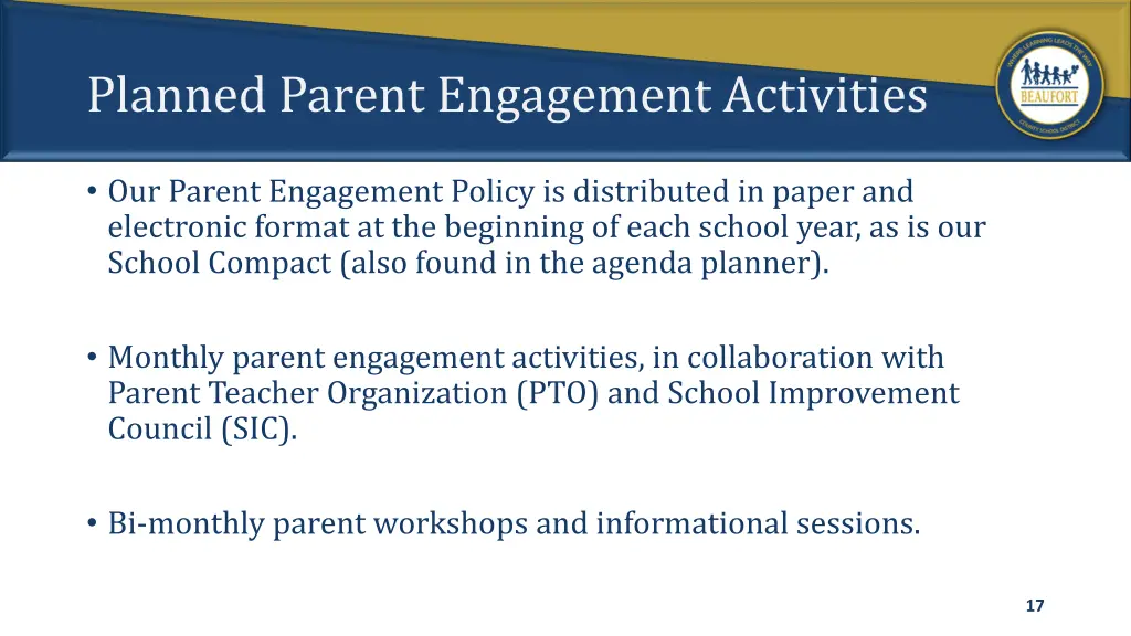 planned parent engagement activities