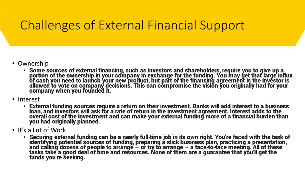 challenges of external financial support