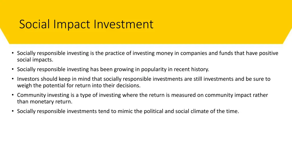 social impact investment