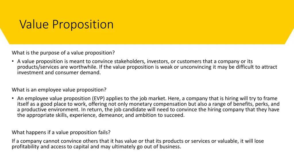 value proposition