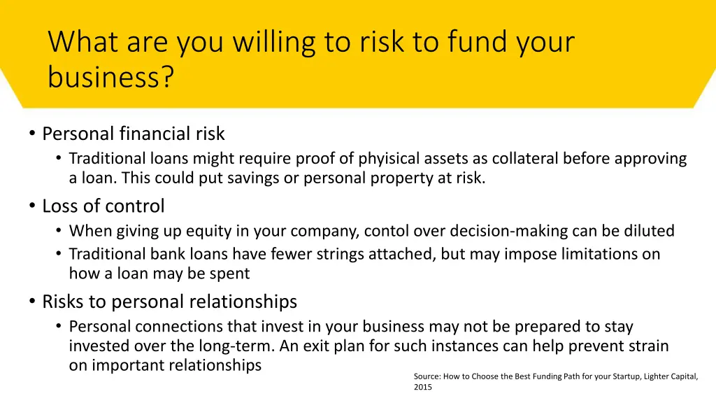 what are you willing to risk to fund your business