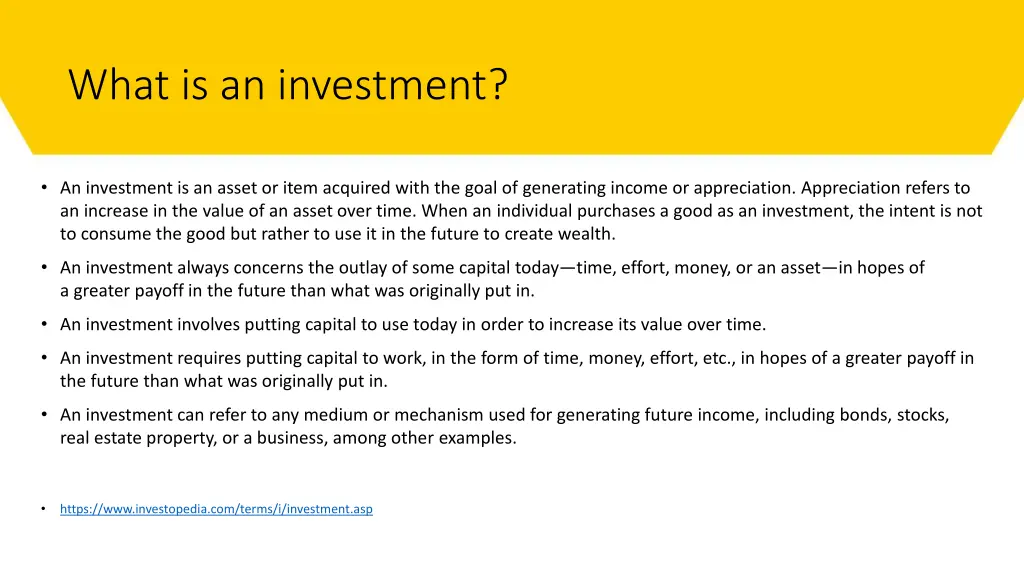 what is an investment