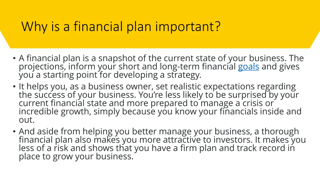 why is a financial plan important