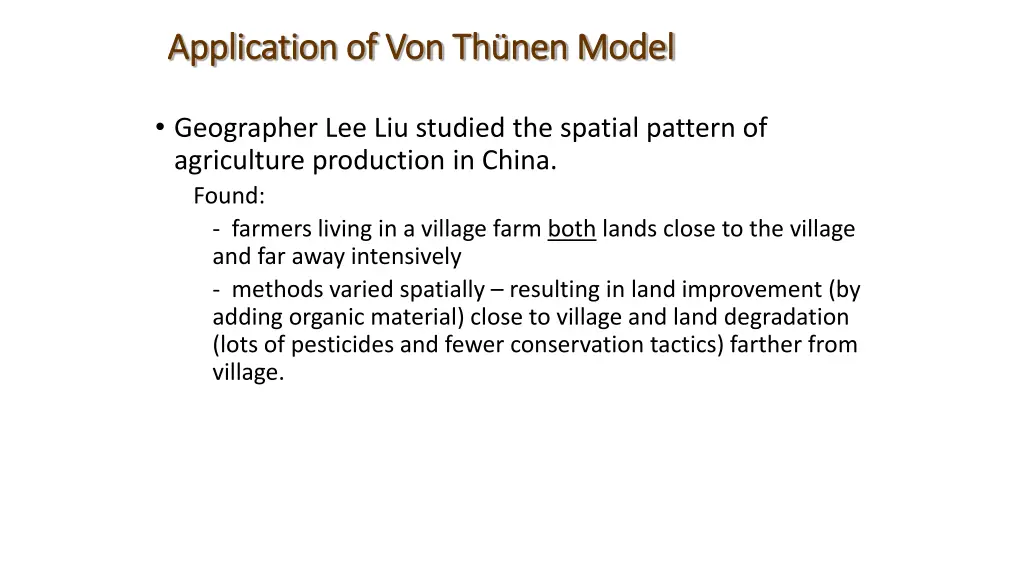 application of von th nen model application