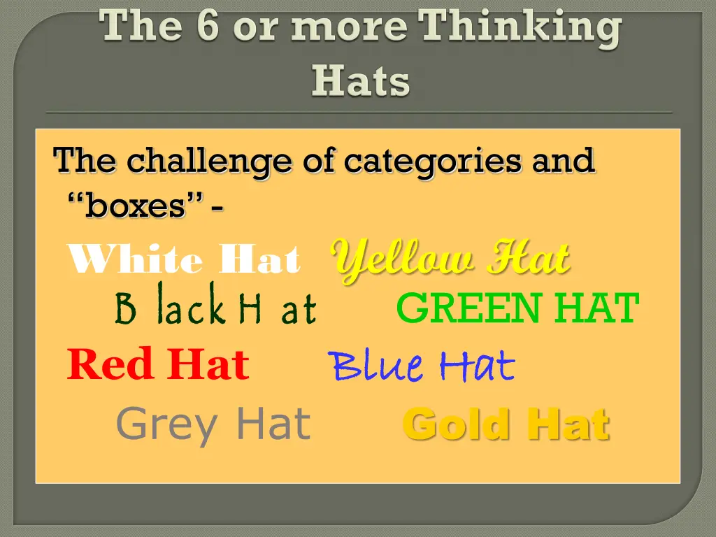 the challenge of categories and boxes white